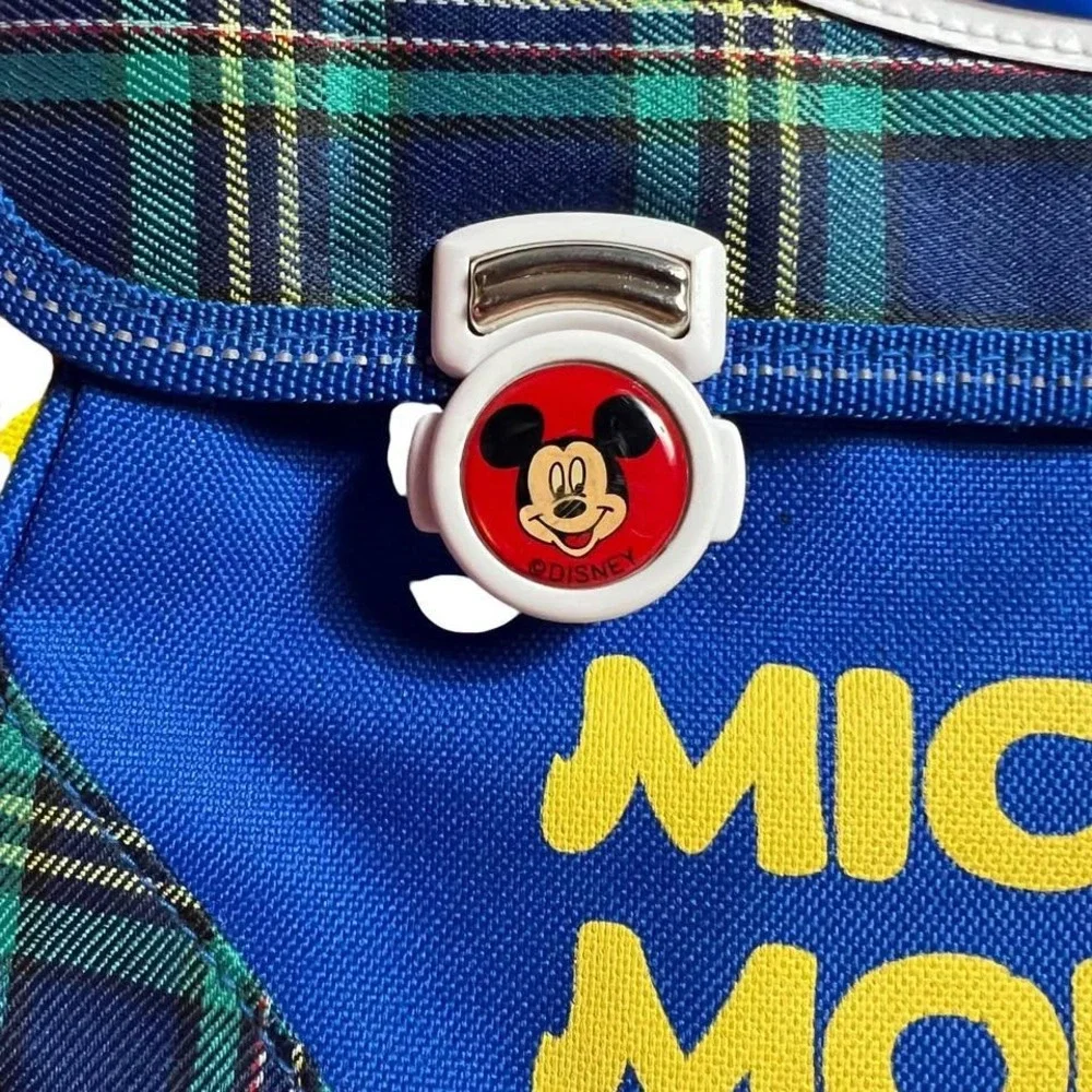 Disney Mickey Mouse Laptop Backpack Blue Green Plaid Adjustable Straps